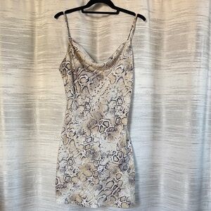 JOA Snake Print Cowl Neck Dress